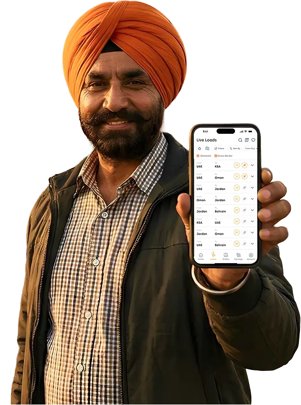 TruKKer Partner mobile app interface showing load booking and tracking features